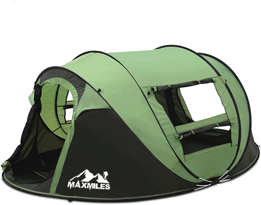 MaxMiles 3 or 4 Person/Family-Size Tent - Premium Lightweight & Rugged Fully-Waterproof Outdoor Instant POPUP Tent for Camping Beach Woods Play Den Weatherproof Tent