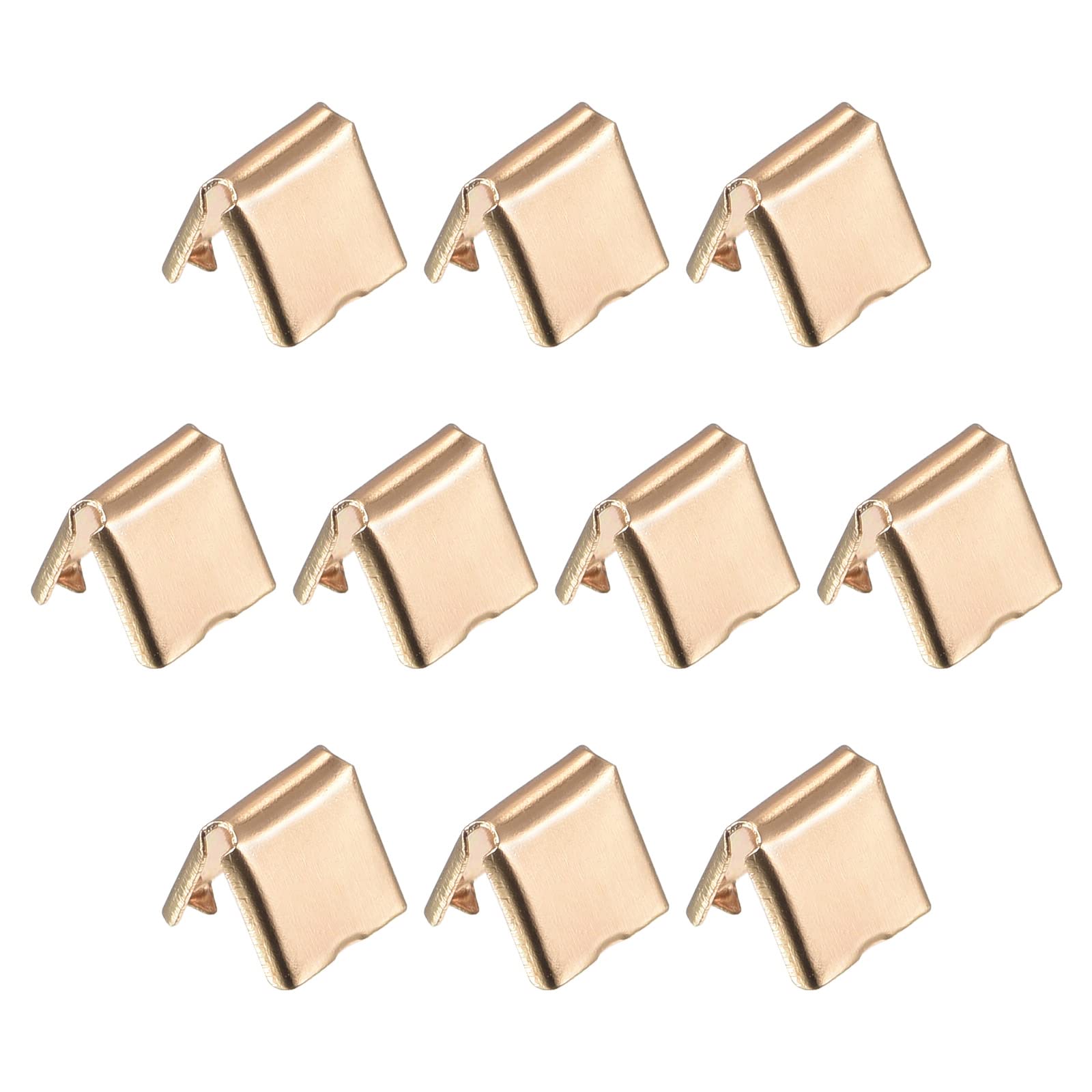 sourcing map 50Pcs Belt Buckle End Tips, 6mm/ 0.24-inch Ribbon Crimp Clasps for Leather, Webbing, DIY Craft Making, Gold Tone