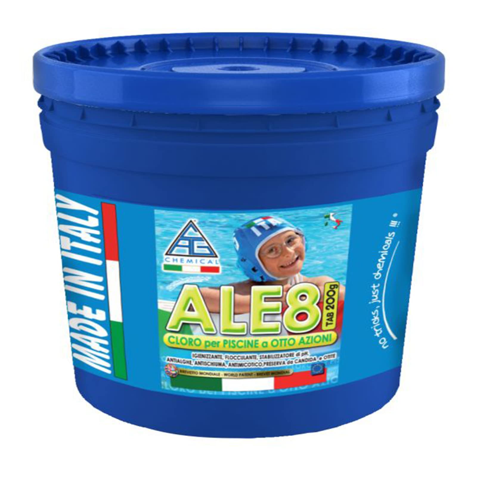 MONDO VIRO Coloro in pastiglie per Piscina igienizzante antialghe flocculante antischiuma stabilizzatore del PH antimicotico (5 kg)