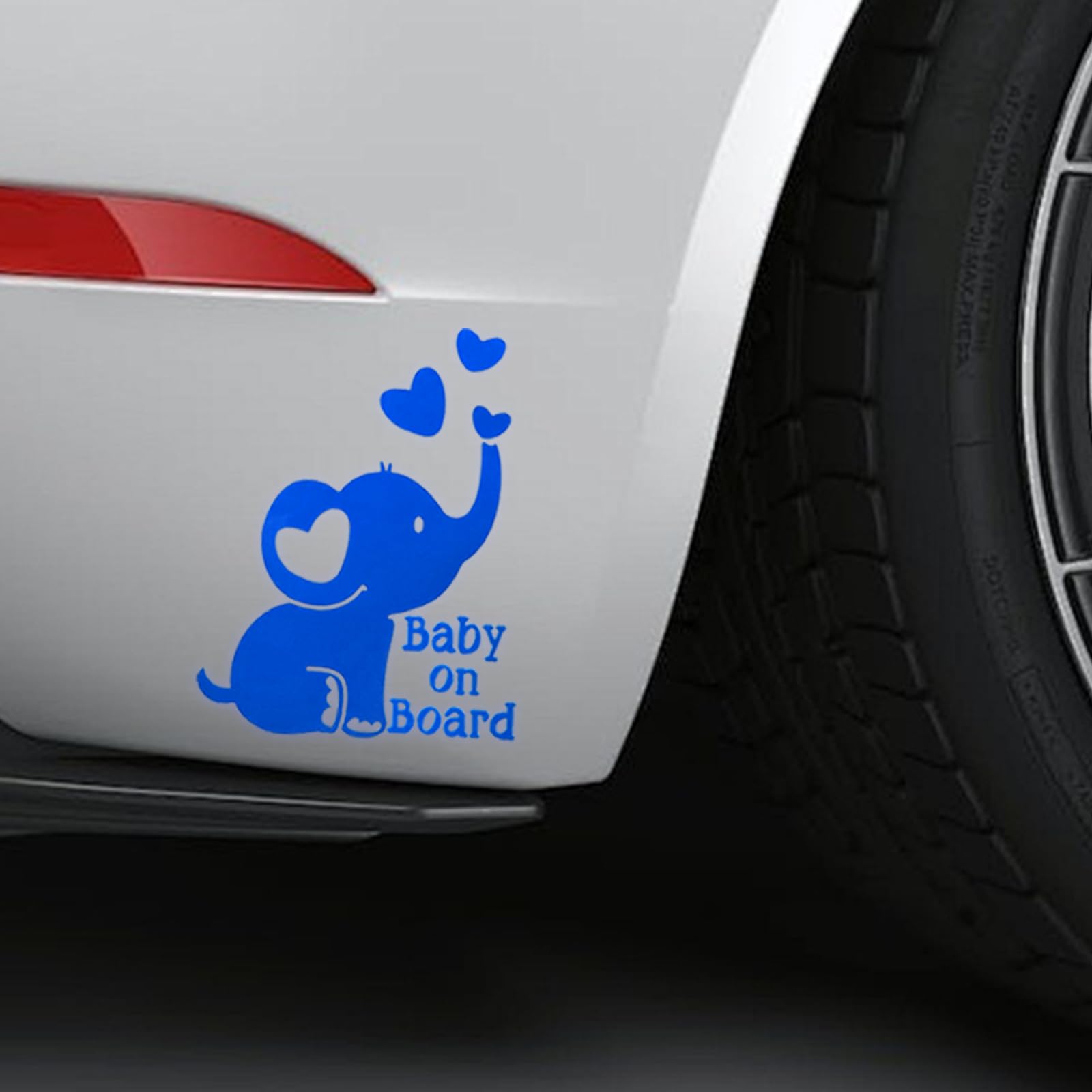Baby on Board Elephant Car Sticker Decal, Cute Reflective Vinyl Auto Safety Warning Signs Decals Decoration, Waterproof Cars Stickers Accessories for Bumper Laptop Wall (Blue)
