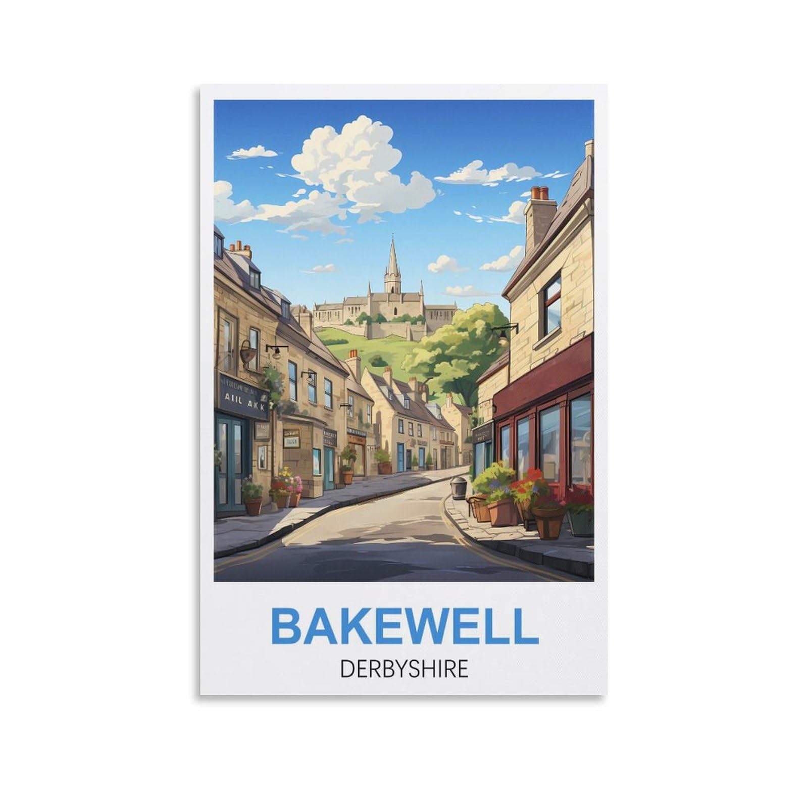 CEYHNO Bakewell Derbyshire Vintage Travel Posters 08x12inch(20x30cm) Canvas Art Poster And Wall Art Picture Print Modern Family Bedroom Decor