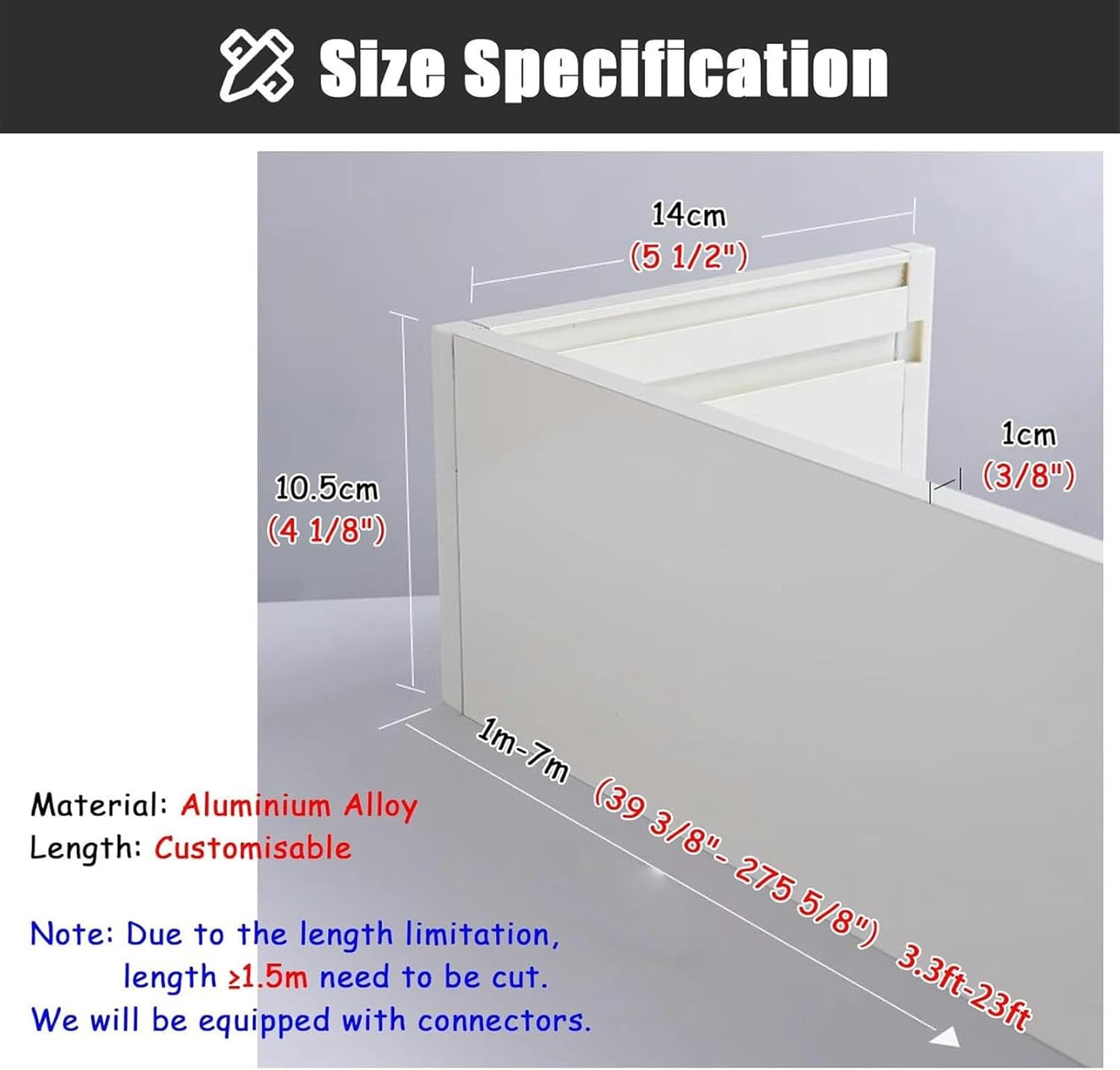 Decorative Curtain Rod Cover Box for Living Room/Bedroom/Kitchen - 7m/23ft Cornice Board Without Tracks, Stylish Curtain Baffle Bracket, Easy Installation