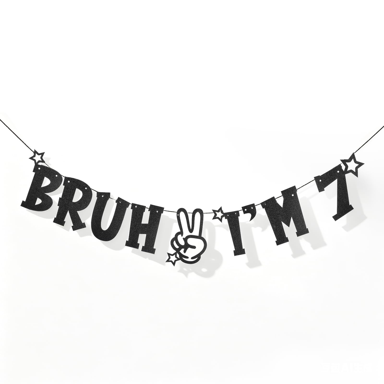 Happy 7th Birthday Banner – 7th Birthday Decorations, Flashing Black Party Banner for Boys and Girls, 7 year old Birthday Party Supplies