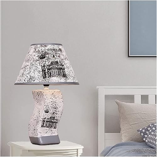 Miniatura 6 de JITEM Lámpara de Mesa Retro Nostálgica Lámpara de Mesa Nórdica de Cerámica Lámpara de Noche Pequeña Rústica E14 Lámpara de Mesita de Noche Sala de