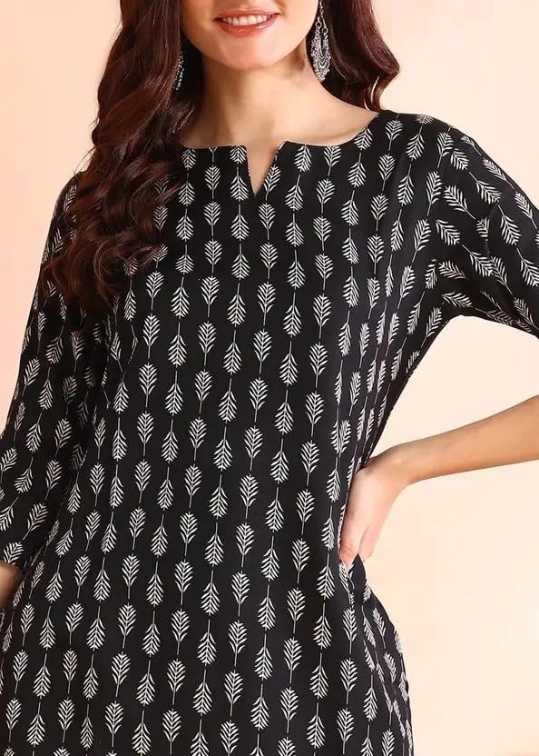 Image of Women's Short Kurti in Multicolor Rayon Cotton Blend | Ladies Ethnic Tunic | Office