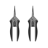 6.6” Stainless Steel Pruning Shear 2-Pack, Lightweight Ergonomic Design, Straight Precision Blades with Nonstick Teflon Coating for Gardening, Hydroponics, Grow Tents