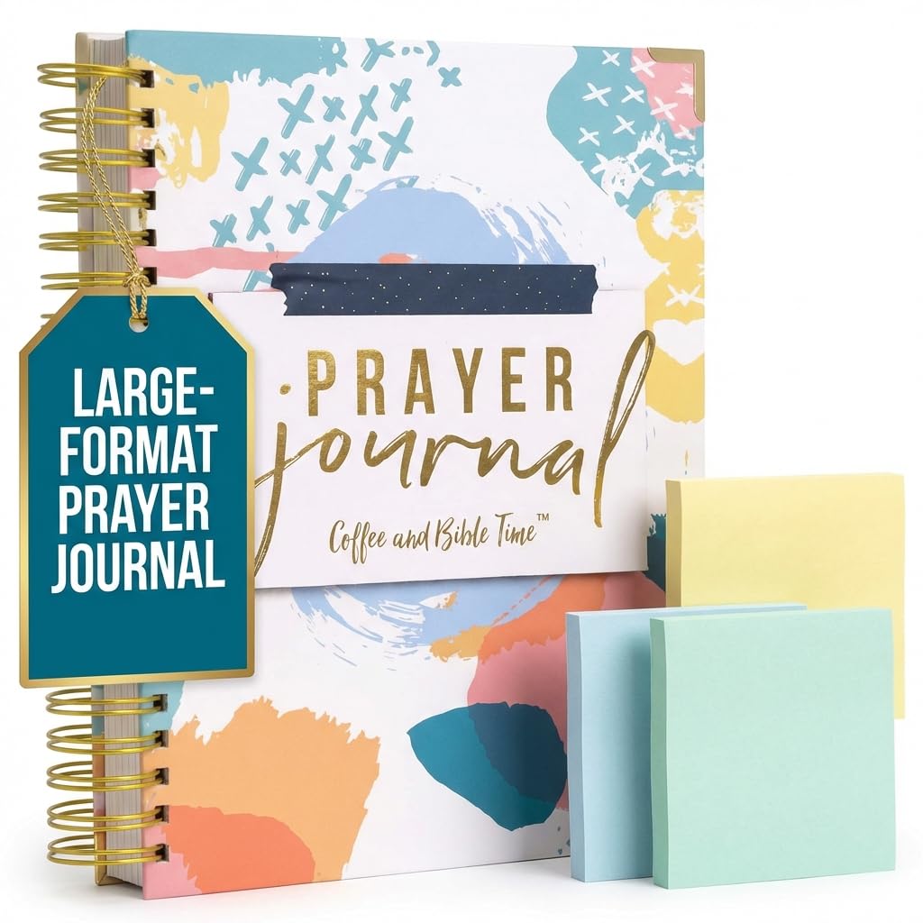 Coffee and Bible Time Prayer Journal: 3 Sticky Note Pads Included, Gold-Colored Spiral Binding, Solid Board Cover, Perfect to Journal Prayers and Grow in Faith