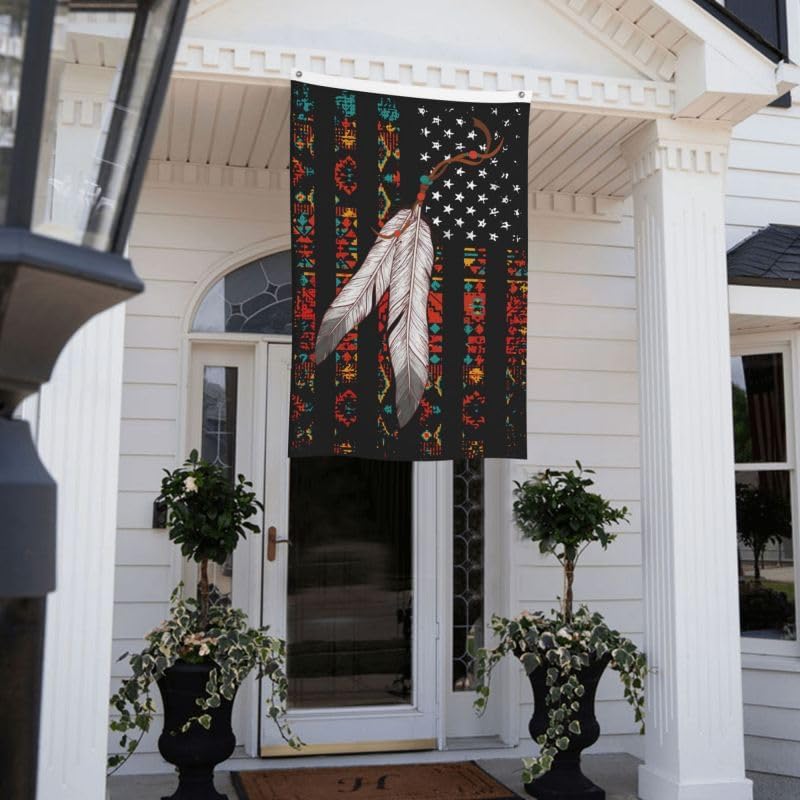 American Native Flag Native Tribe Feather Pride001 FLAG 3x5 Double-sided printing-US Polyester Flag-Vivid Color and UV Fade Resistant-Canvas Header