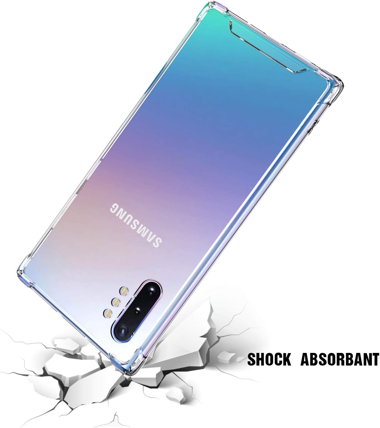 Cutebe Case for Galaxy Note 10 Plus,Shockproof Series Hard PC+ TPU Bumper Protective Cover for Samsung Galaxy Note 10 Plus/5G 2019 Release Crystal