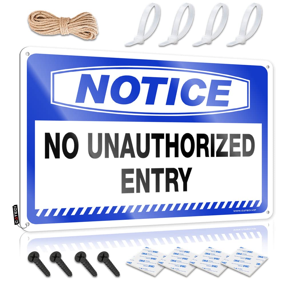 HELIOFORGE Metal Signs Funny Notice No Unauthorized Entry Tin Sign Drinking Signs Funny Funny Signs For Home Decor(30X40CM)