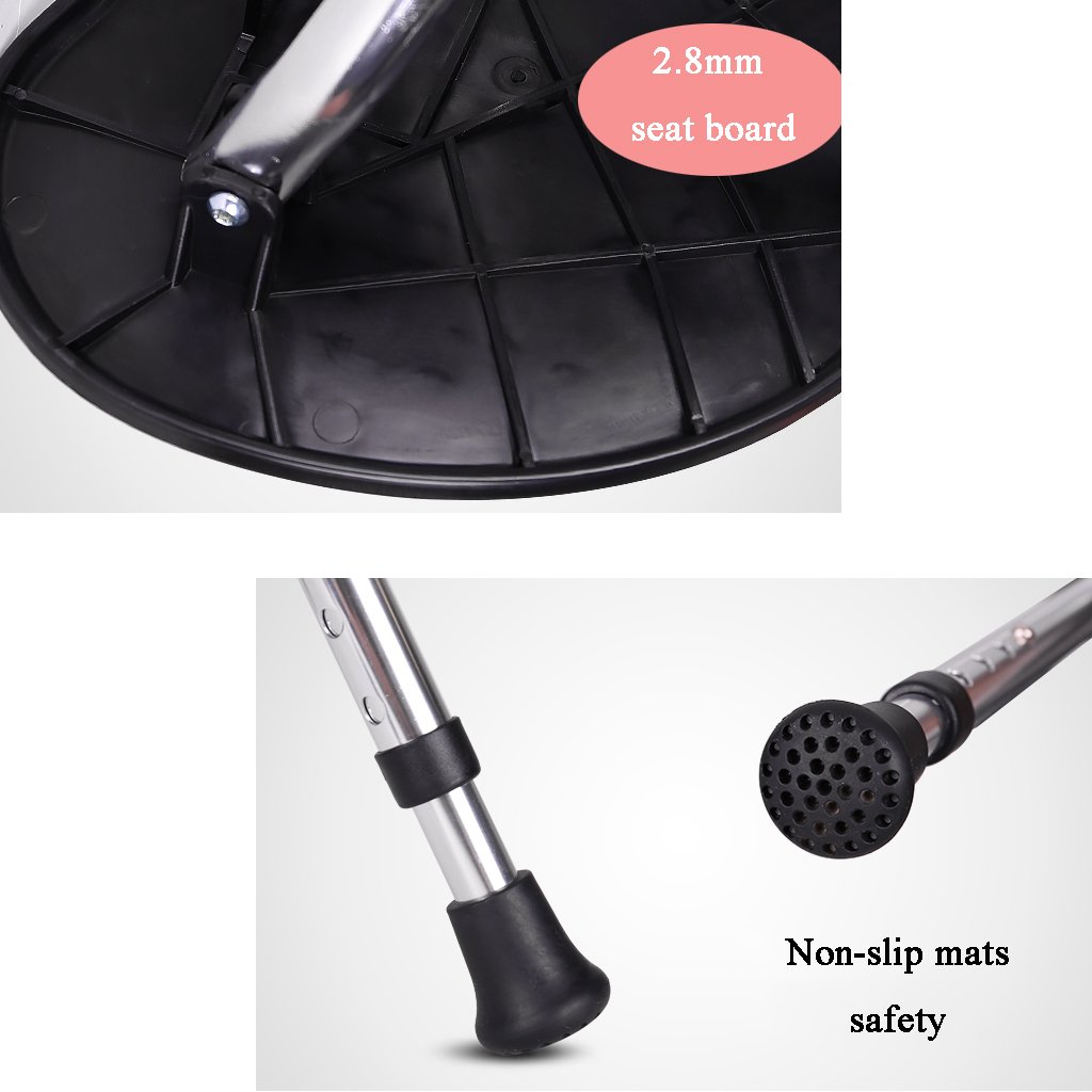 Bastón plegable Bastón plegable 4 Niveles de altura ajustables para hombres Mujeres Tercera edad para personas con artritis para discapacitados y ancianos Bastón con 3 patas Base resistente Máx. 200kg