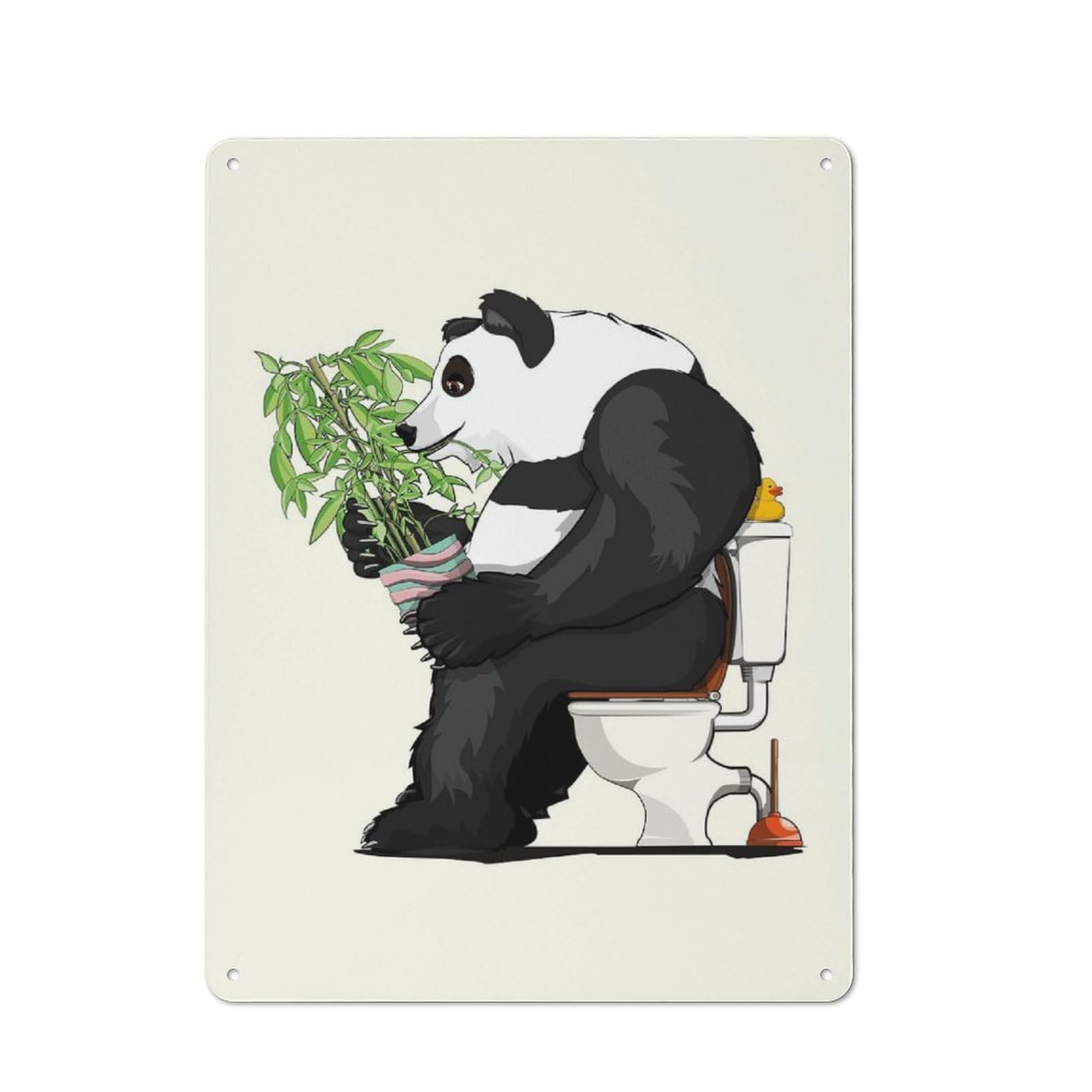 Junmoney Panda Bear Using Toilet Tin Wall Plaque 40X30cm With For Bar Or Restaurant, Housewarming Present For People Styling Bar And Restaurant