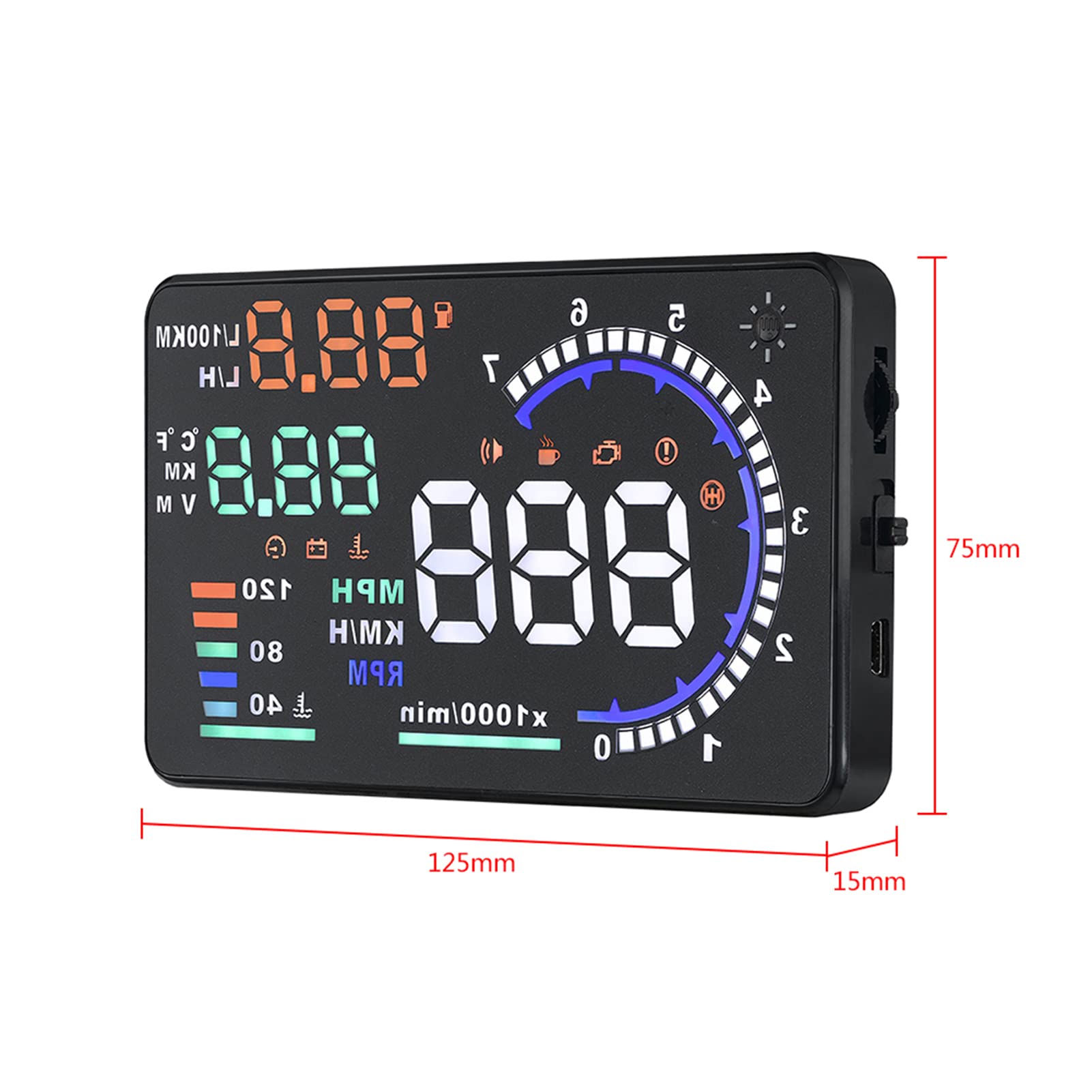 Pantalla Digital HUD Head Up para Automóvil, A8 5.5 Pulgadas OBD II Pantalla HUD para Automóvil Auto Windshied Reflective Screen Speed ​​Display