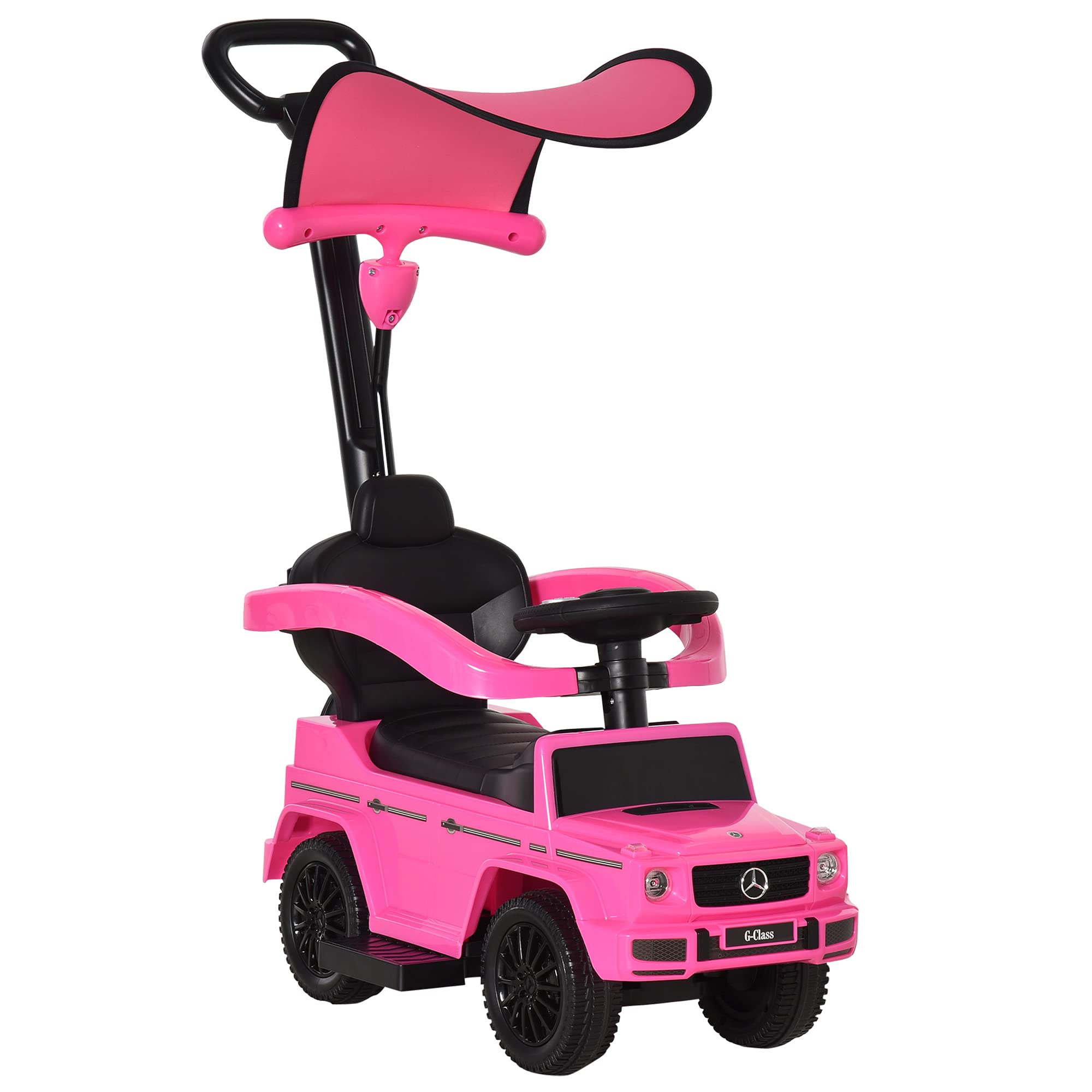 Homcom Pink Kids Ride-On Push Car 3 In 1 Benz G350 Baby Floor Slider Walker,