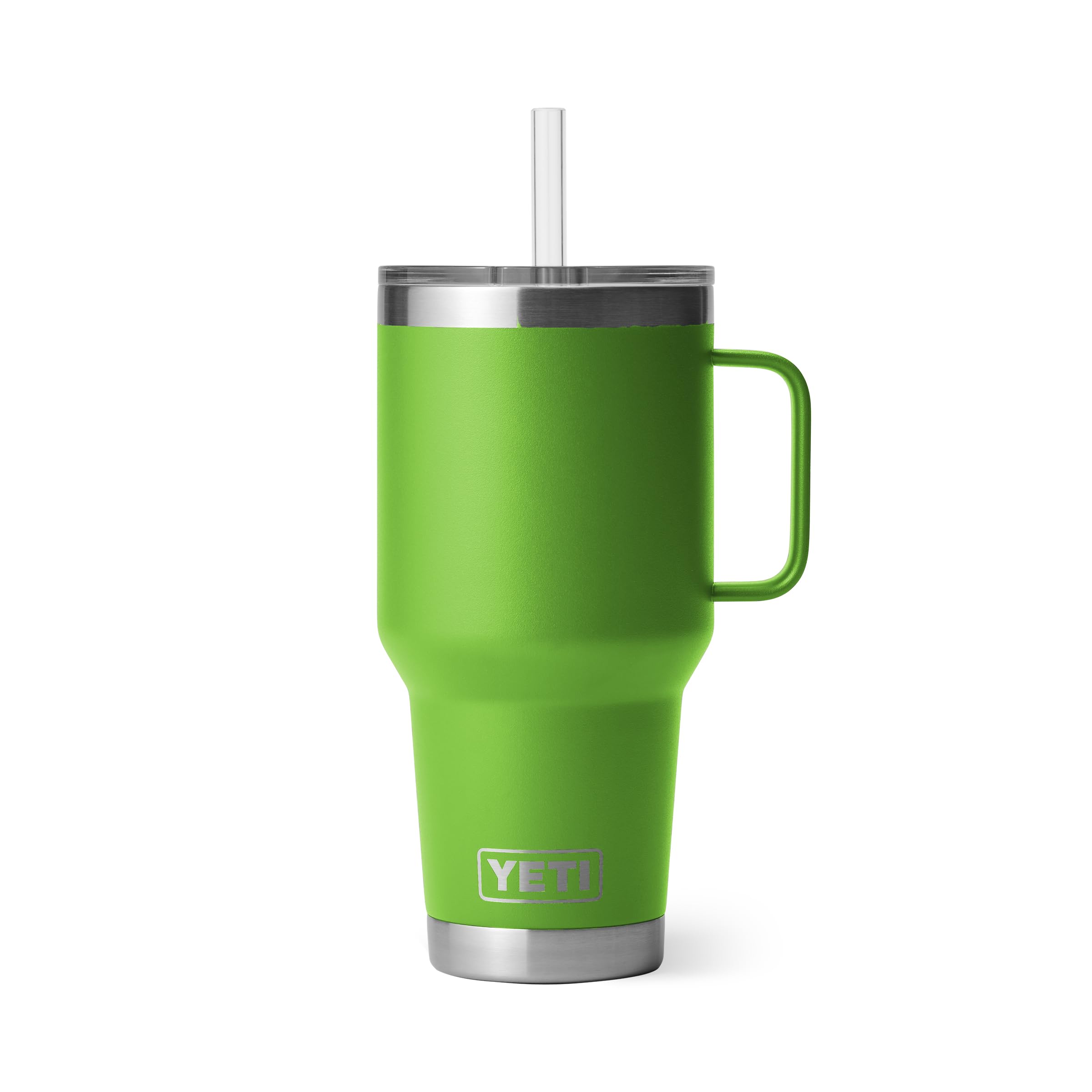 YETI Rambler 35 oz Tumbler with Handle and Straw Lid, Travel Mug Water Tumbler, Vacuum Insulated Cup with Handle, Stainless Steel, Canopy Green