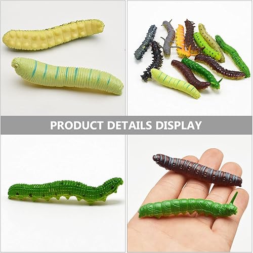 Miniatura 6 de Caterpillar de plástico 24 piezas de juguete artificial de decoración de reptiles para niños, ornamento de paisaje de oruga falsa