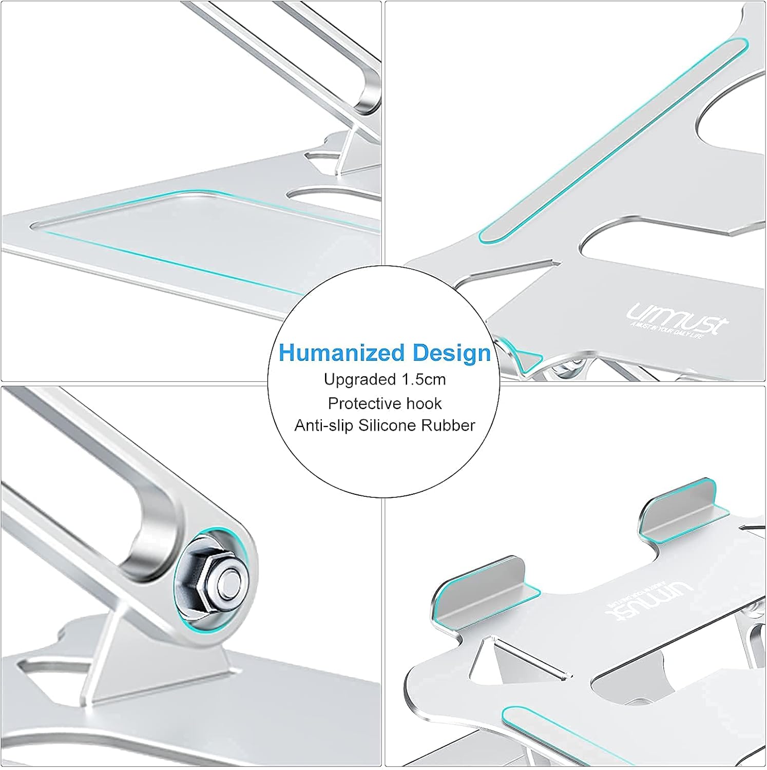 Rеvіеw Prоduсt Urmust Laptop Notebook Stand Holder Adjustable Ultrabook Stand Riser Portable Compatible with MacBook Air Pro HP Dell XPS Lenovo All laptops 10-15.6(Silver)