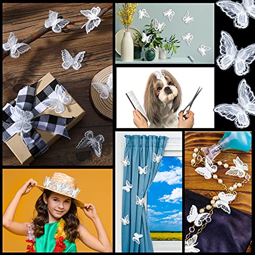 Canlierr 30 Pieces Butterfly Lace Trims Organza Decorative Patches Embroidered Butterfly Embellishments For Diy Crafts Bridal Headdress Hair Accessories thumb #2