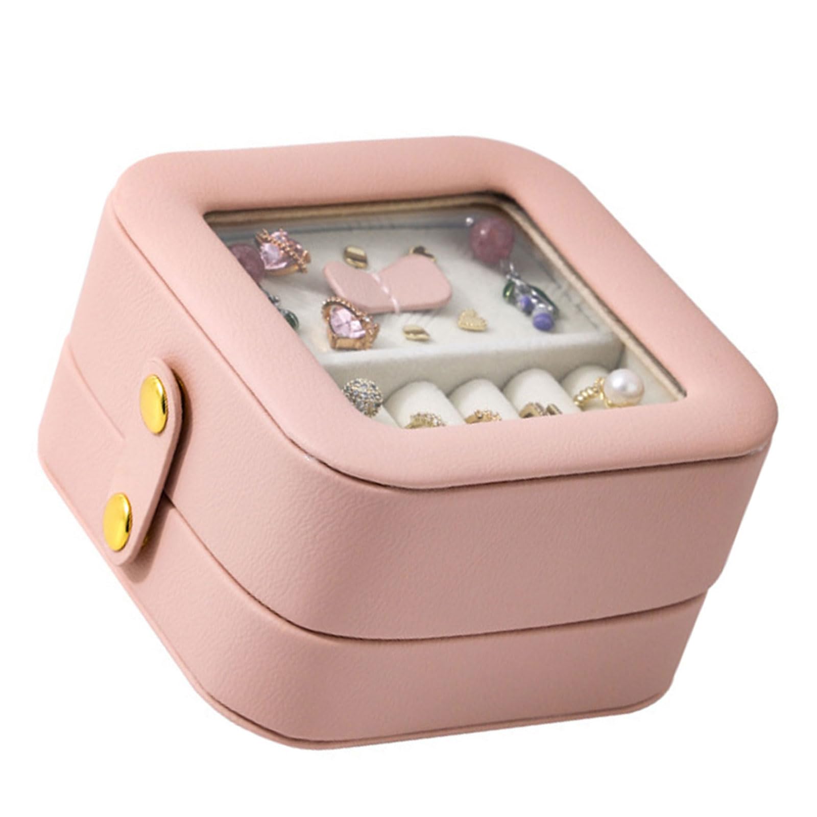 Nucelit Travel Jewelry Box Portable and Stylish Organizers for Women ' s Jewelry Essential Case for Rings and Necklaces Small Organizing Box