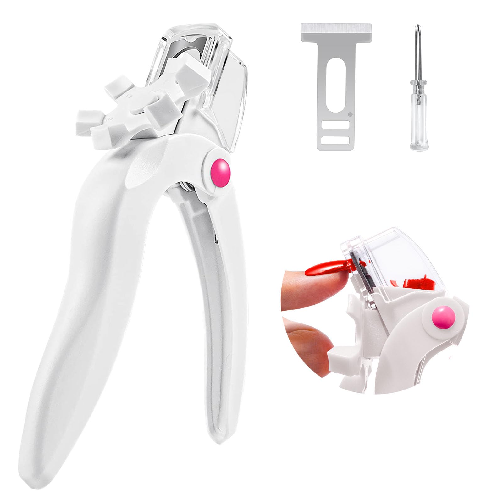 MelodySusie Nail Clippers for Acrylic Nails White Adjustable Stainless Steel Acrylic Nail Clippers Professional Rotary Nail Cutter for