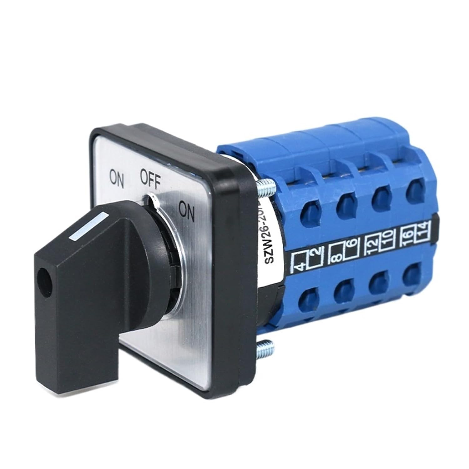 1pcs SZW26/LW26-20/D404.4 ON Off ON 20A 4Pole 16 Terminals 64X64/48X48 Mm Panel Electric Reversing Cam Changeover Rotary Switch(D404.4 ON Off ON 64)
