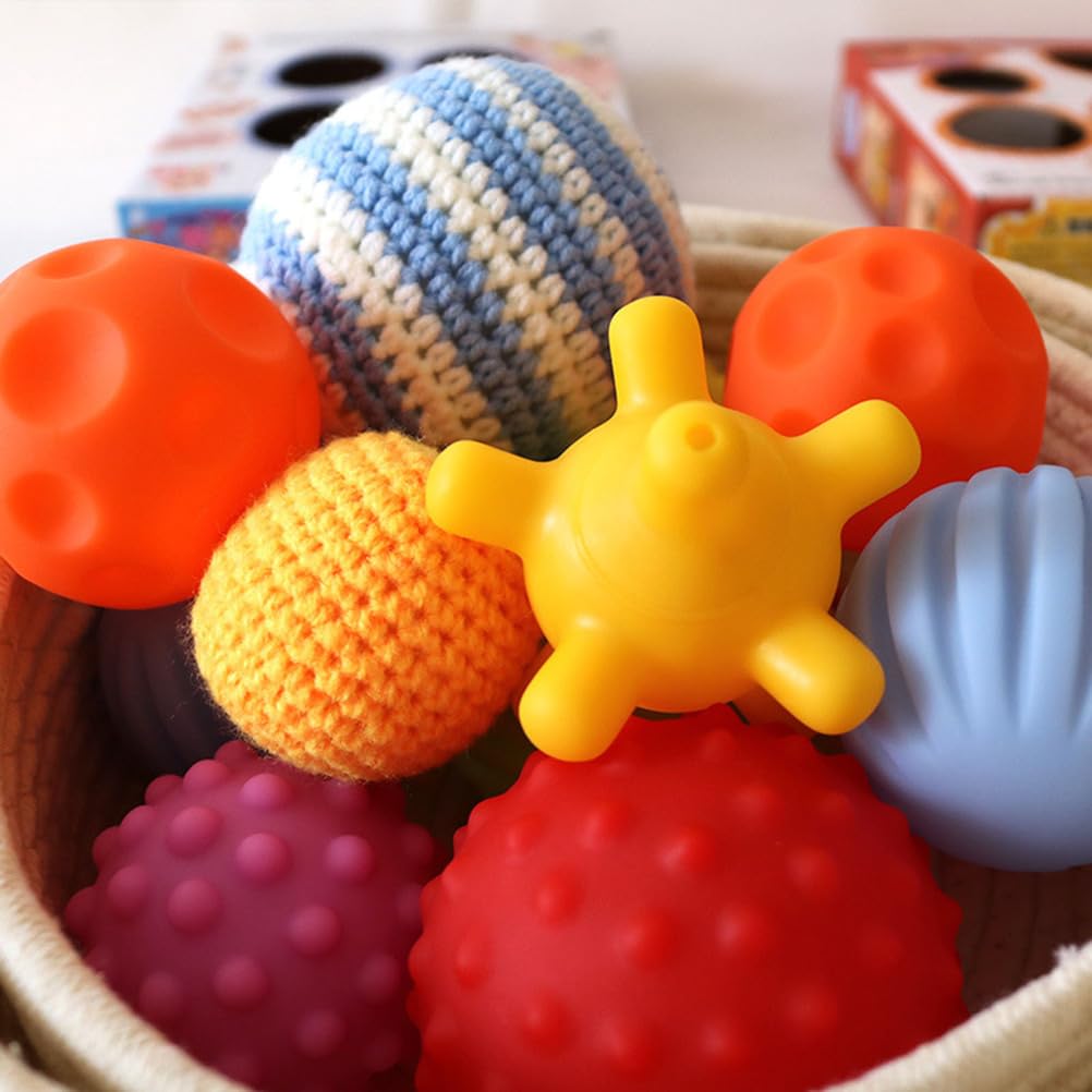 Set di Palline Sensoriali Montessori con Cestino in Cotone, Palline Sensoriali con Texture Multiple per Bambini E Neonati
