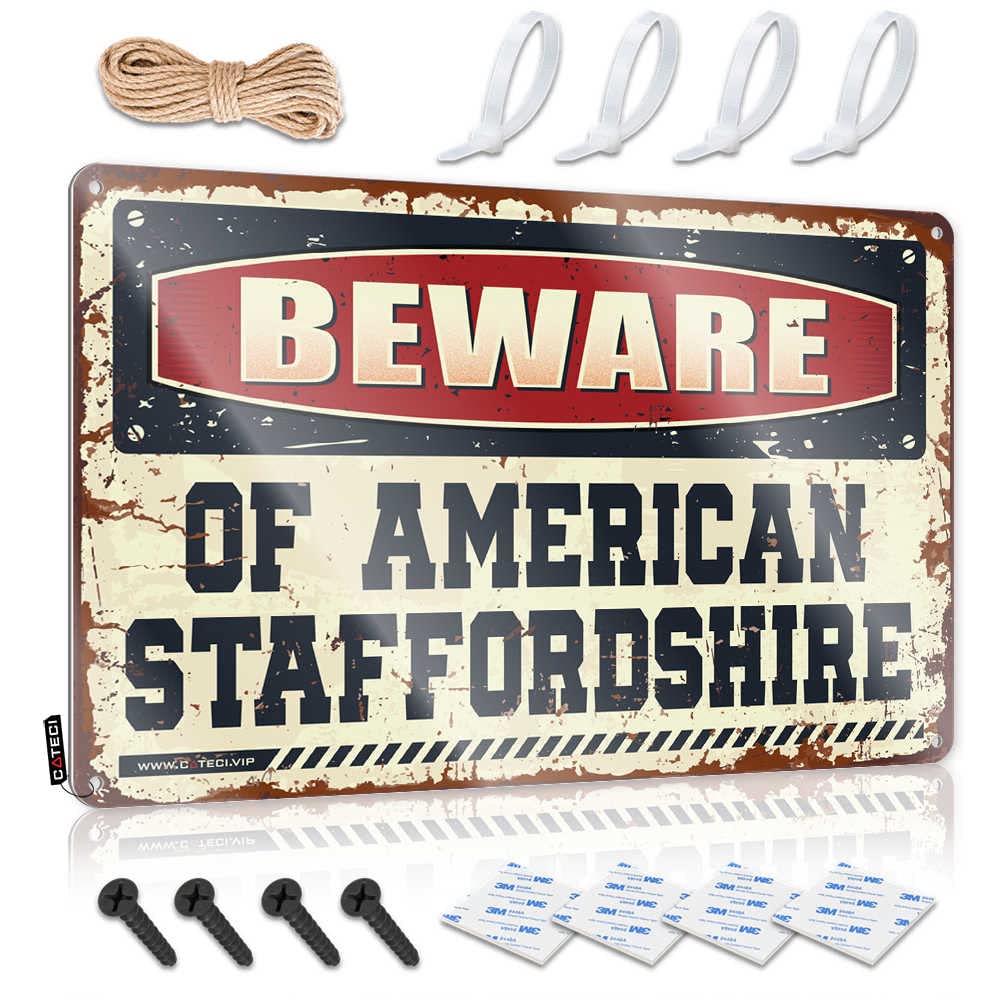 IBWNBBUSN Whiskey Signs For Home Bar Beware Of American Staffordshire Sign Man Cave Signs And Decor Signs For Man Cave(30X40CM)