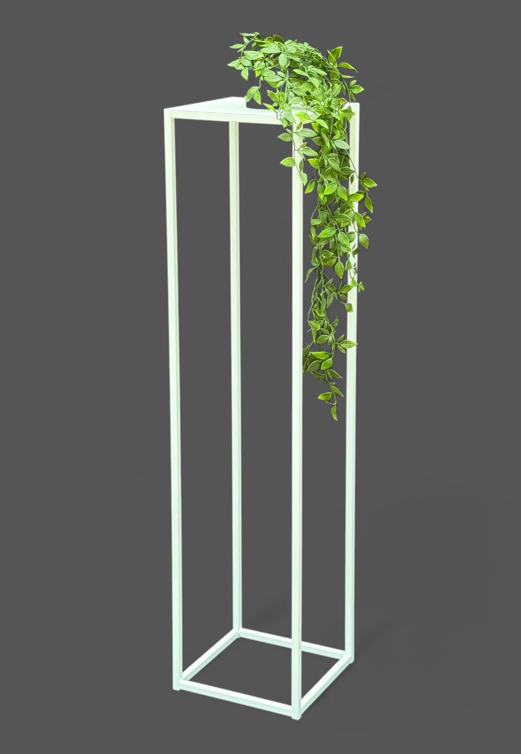 DanDiBo 96569 Tabouret à fleurs carré en métal blanc 100 cm Table d'appoint colonne de fleurs Support pour plantes moderne