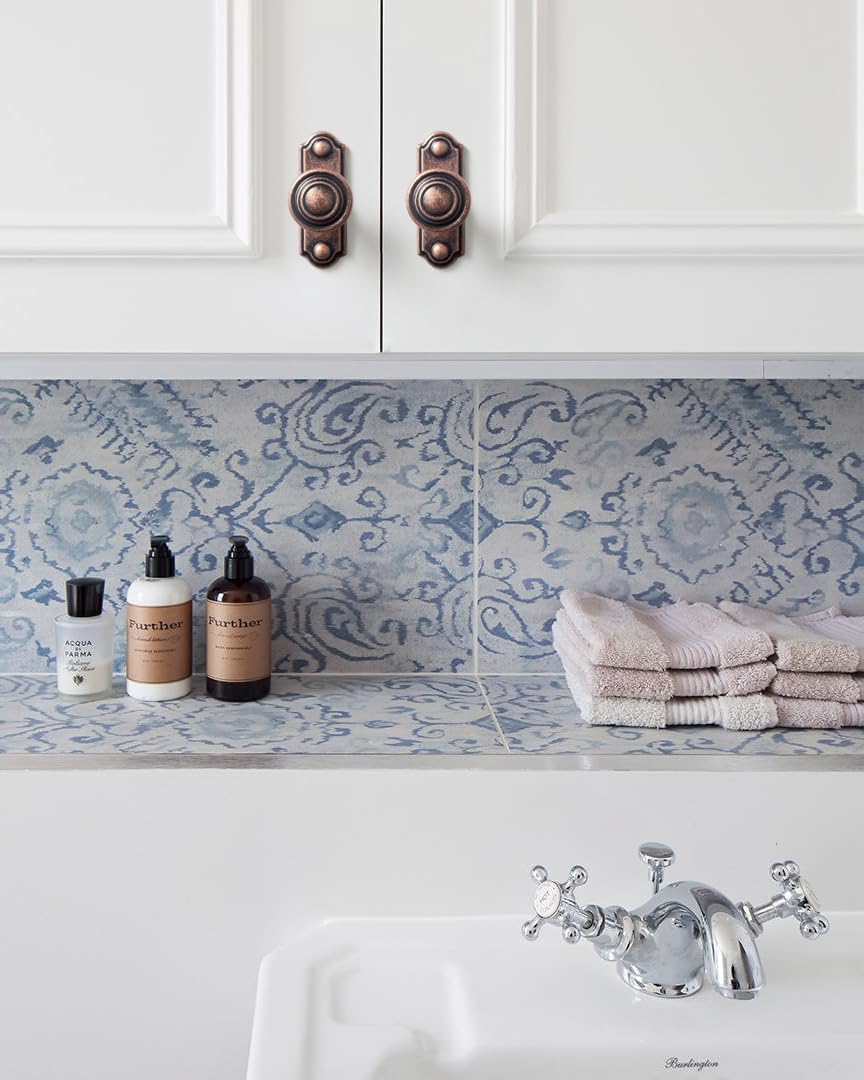 Goo-Ki 6 Pack Antique Copper Zinc Alloy Cabinet Knobs with Spacer - Single Hole Center Affordable Luxury Cabinet Pull Hardware for Bedroom, Kitchen 9081-DP-AC-DAN