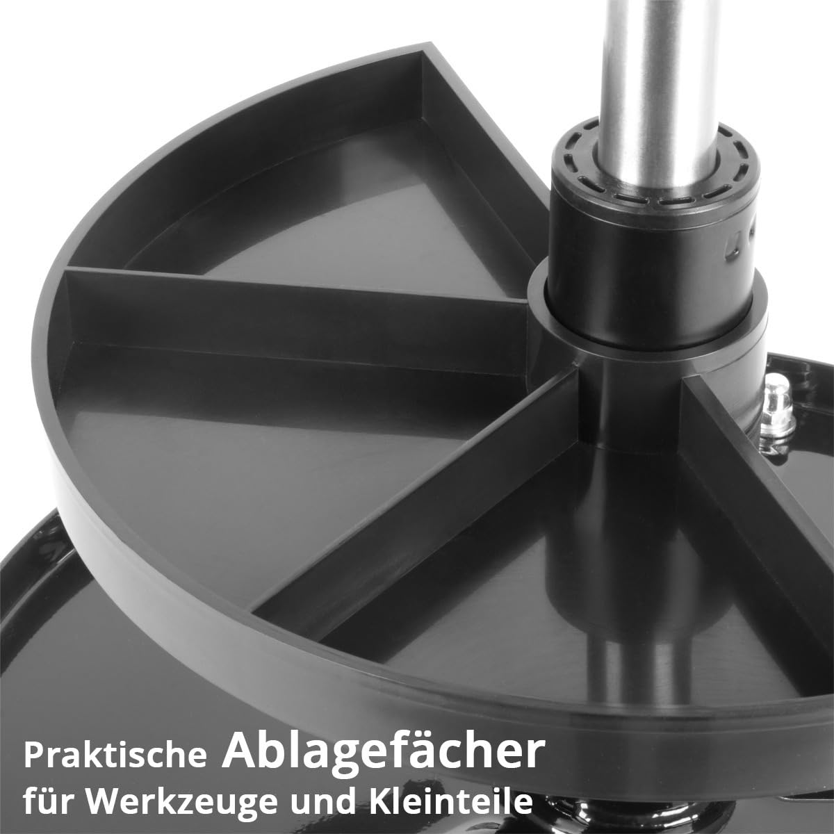 STAHLWERK WRH-295 ST Tabouret d'atelier pivotant avec roulettes pivotantes et compartiments de rangement réglables en hauteur Capacité de charge de 130 kg