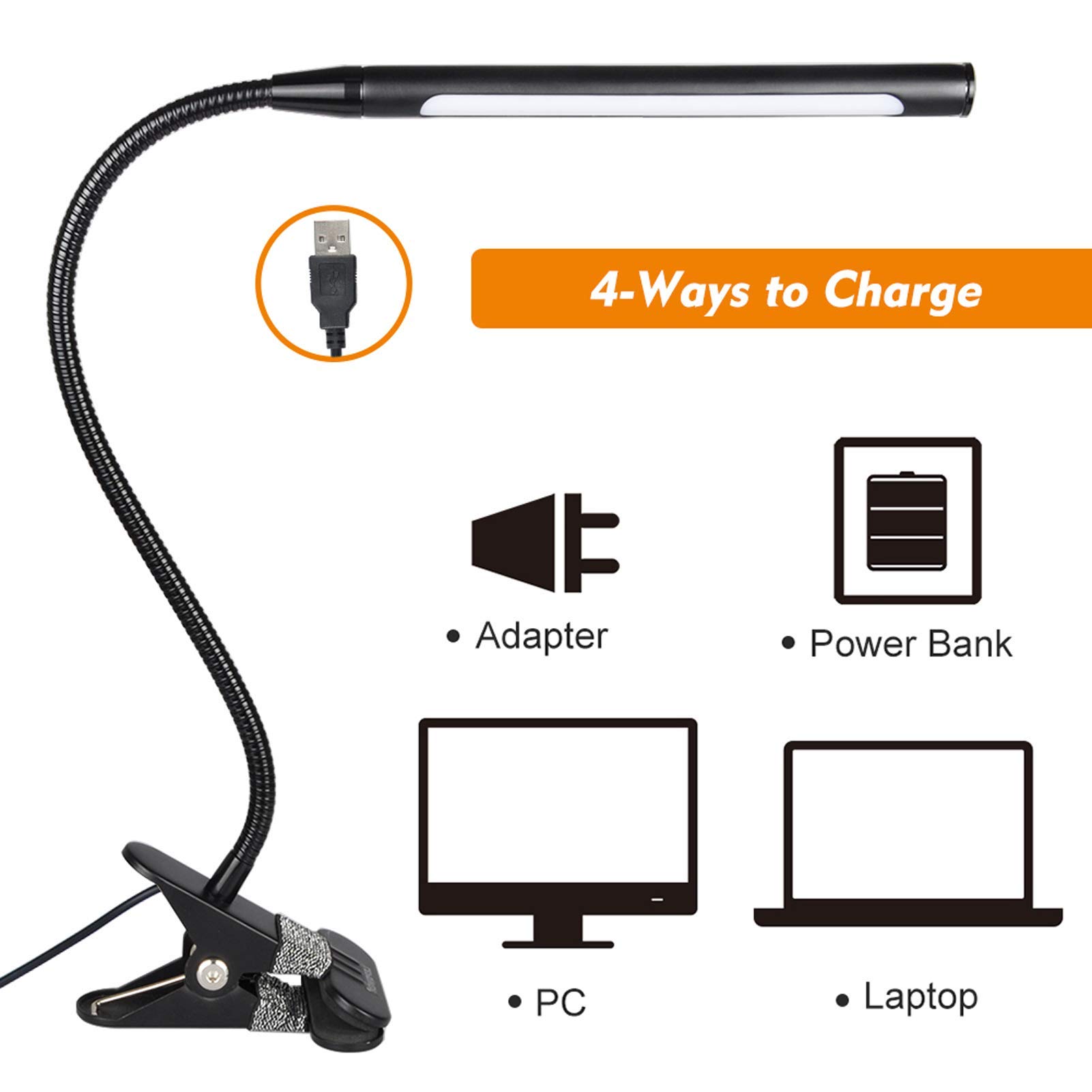 LEPOWER Led Clip on Light, Reading Light for Bed, 4W Night Book Light Clamp, 3 Color Temperature