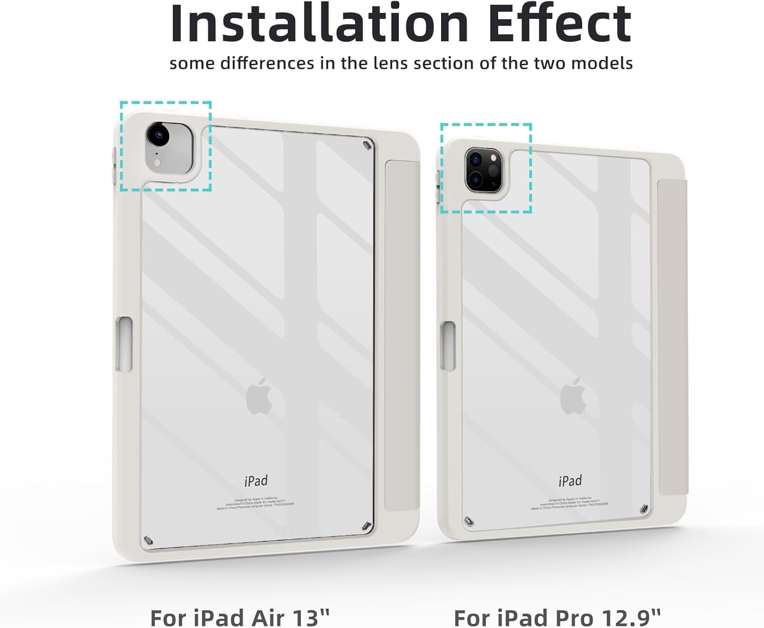 Case for iPad Air 13 inch 2026/2025/2024 M4/M3/2,Slim Smart Cover for 2022 iPad Pro 12.9 inch (4/5/6th Gen) with Pencil Holder,Trifold Stand with Clear Back Shell, Creamy White