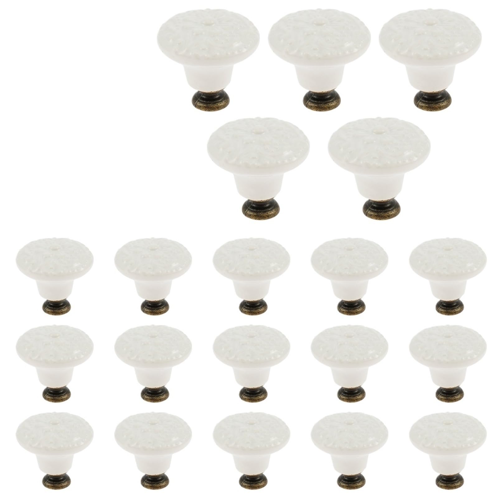 20Pcs Vintage Ceramic Handles Furniture Cabinet Creative Decorative Drawer Knobs Cupboard Pulls Hardware Accessories Pour Tiroirs(White)
