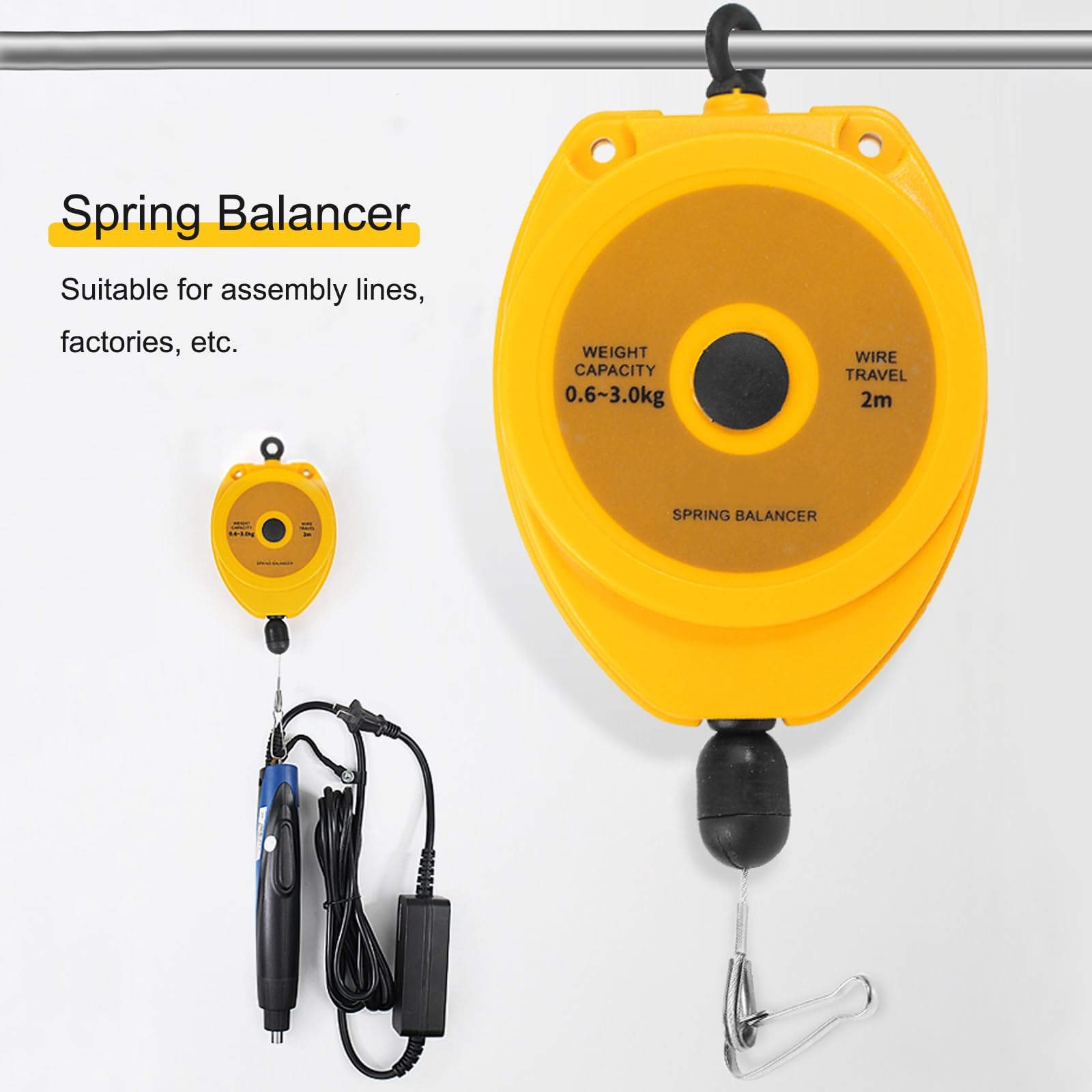 Equilibrador de resorte, Portaherramientas de equilibrador resorte retráctil - Equipo colgante cable 2 m(0.6 3.0kg)
