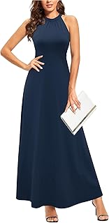 Women's Summer 2025 Maxi Dress Floral Halter Neck Sexy Party Wedding Guest Long Formal Dress - Buy now