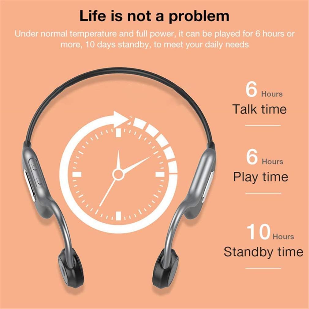 Bone Conduction Wireless Headphones, Bluetooth 5.0 with HD Mic Sports Earphone, Built-in 8G Memory IPX5 Waterproof, CVC Noise Reduction Call,Black