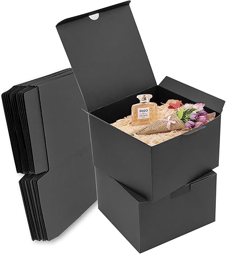 opaprain Paquete de 10 cajas de regalo negras de 6 x 6 x 4 pulgadas con tapa, papel reciclable adecuado para bodas, festivales, regalos, graduación,