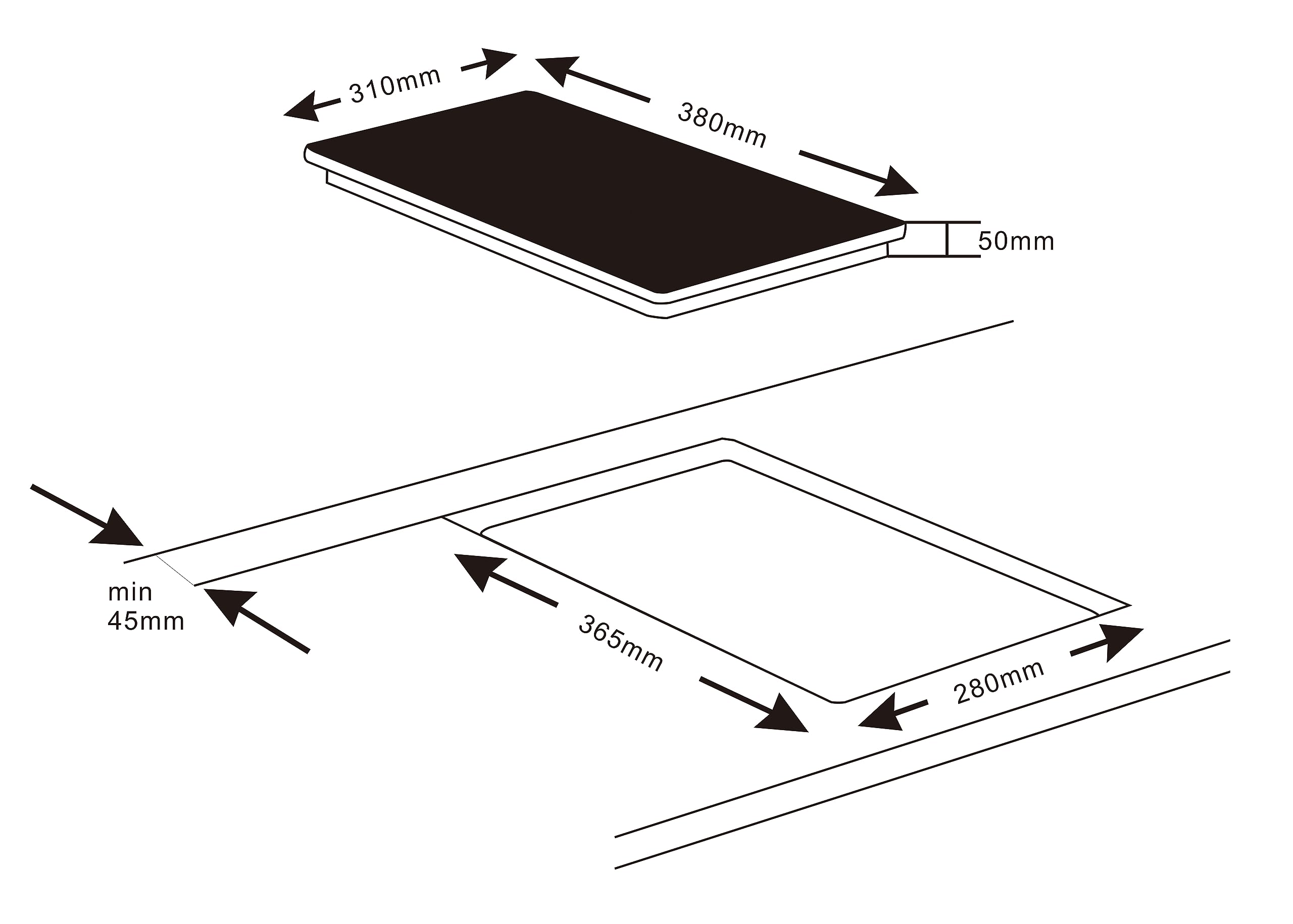 K&H Glaskeramikkochfeld 1 Zone 31cm 2200 Watt 9 Leistungsstufen NCS-2202 Einzelkochplatte Einbaufähig Freistehend