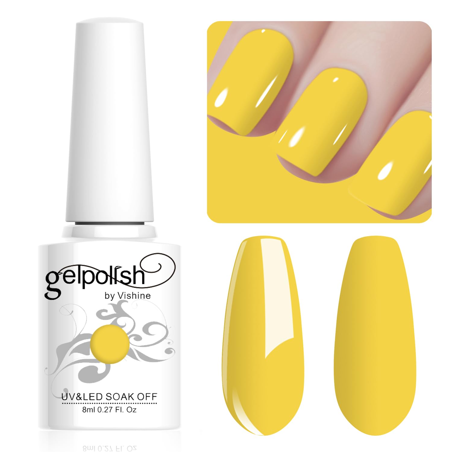 Vishine Gel-Nagellack, 8 ml, Gelb, Soak-Off, UV-LED-Nagellack für Maniküre und Nagelkunst, DIY – #056