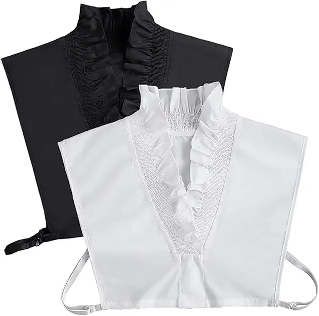 Women's Removable Blouse Collar Insert - White & Black Stand-Up Collar Accessory