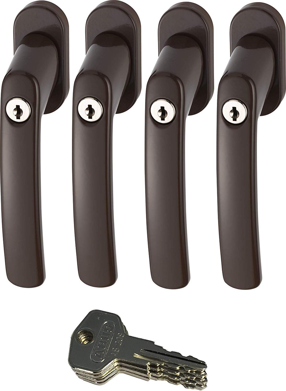 ABUS FG200 B SB abschließbarer Fenstergriff, braun im Set 4 Stück