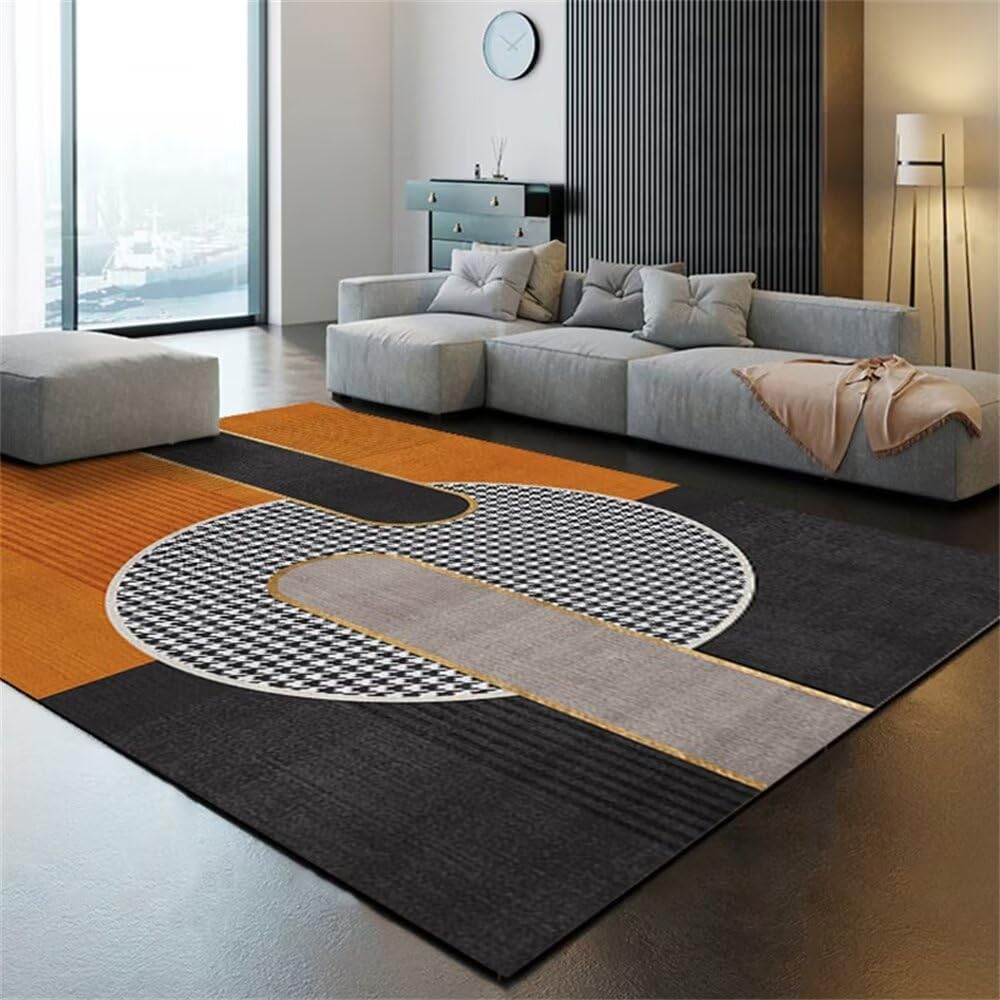 Tapis chambre garçon adolescent moderne orange facile à nettoyer 300x400