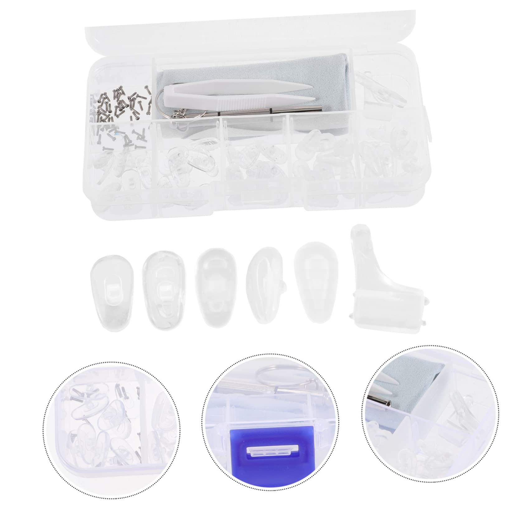 Healeved Almohadillas Nasales De Silicona Antideslizantes Para Gafas Juego De Repuesto Tornillos Para Óptima Gafas Compatible Varios Paño De Limpieza Aleatorio