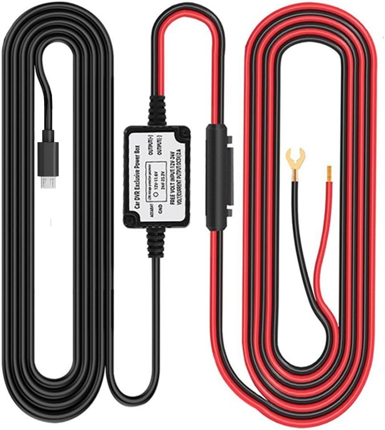 Dash Cam Hardwire Kit Micro USB Port,DC 12/24V to 5V Car Charger Cable Hard Wire kits,Low Voltage Protection for Dash Cameras GPS (Micro USB)