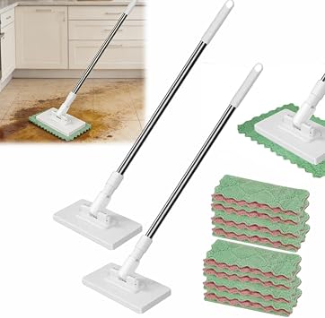 Clip and Grip Mop, No Wash Lazy Mop, Dispose Dust Mops with 4 Reusable Cloths, 39 Long Handle with Locking Head & Sweeping Cloths for Cleaning Floor Window Kitchen Home
