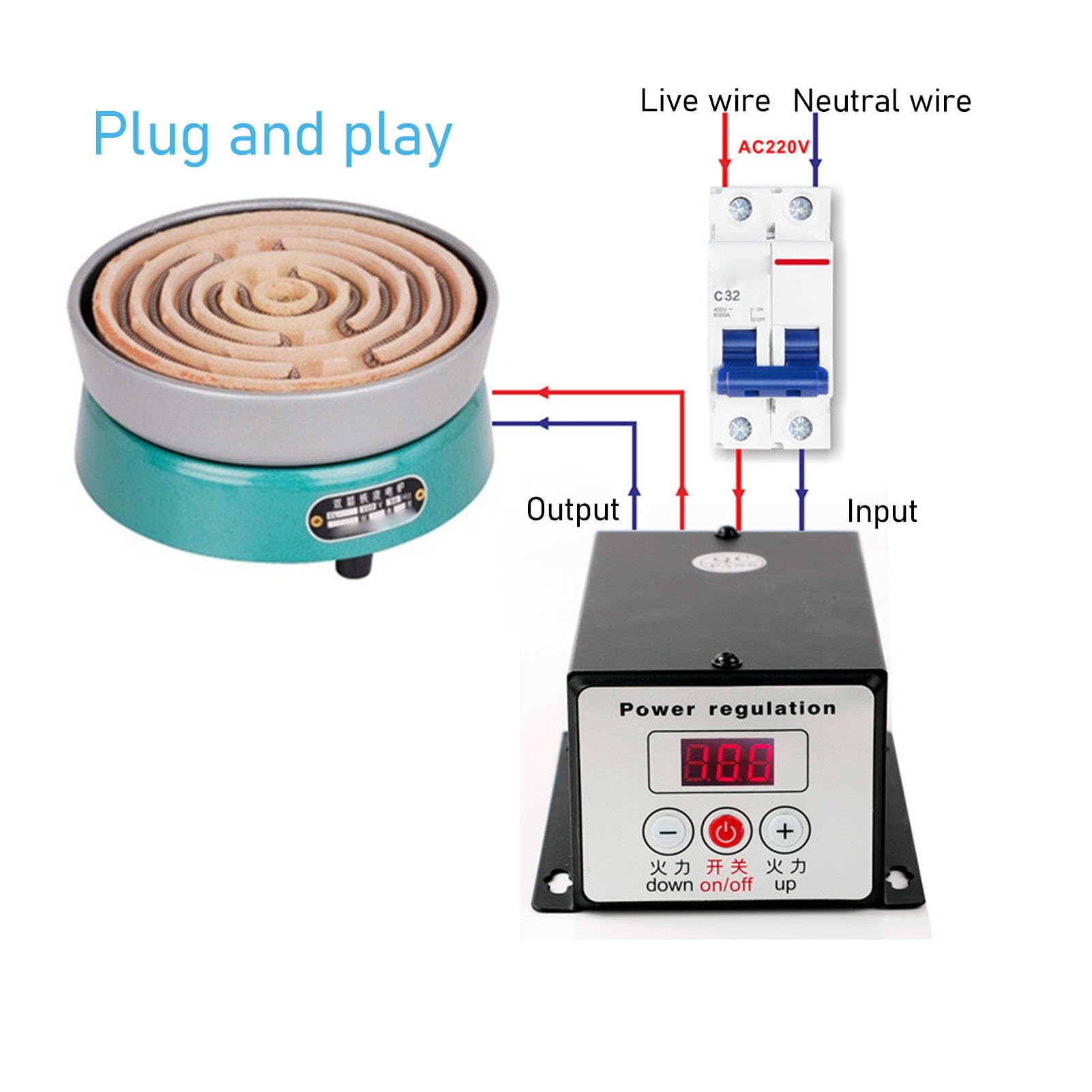 Step Up Transformer Potente Regulador Electrónico para Control de Temperatura y Velocidad de Voltaje para Electrodomésticos y Equipos Industriales