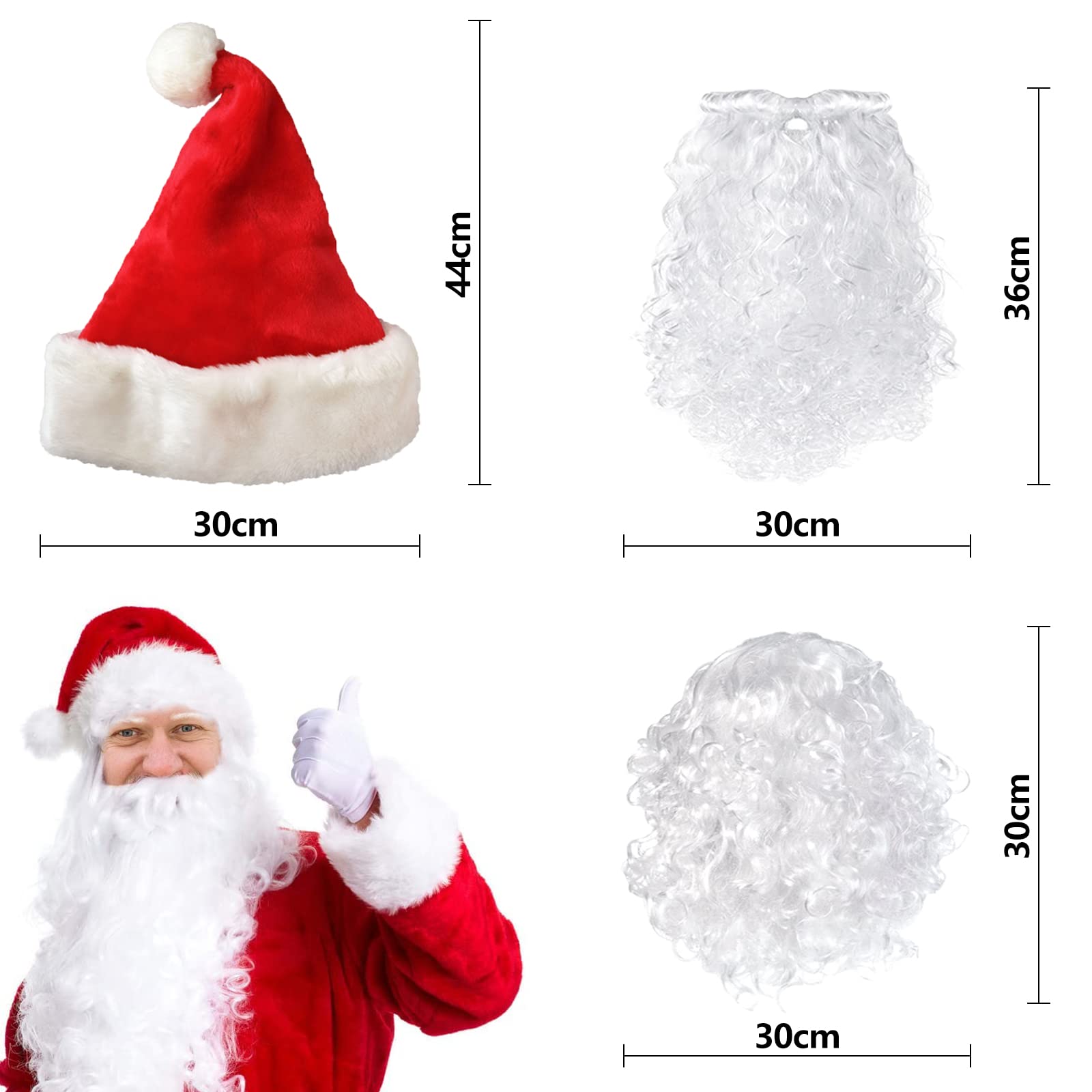 Set Completo Babbo Natale: Barba, Parrucca E Cappello - Per Travestimenti E Feste Di Natale