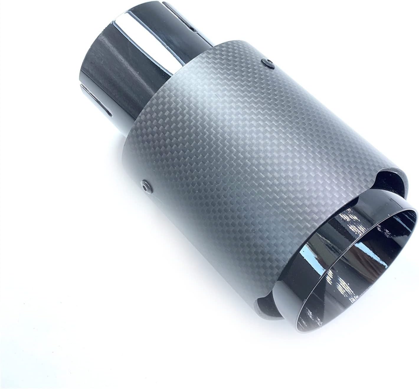 エキパイ カーユニバーサルステンレススチールシングルエキゾーストパイプフルカーボンマットブラックカバーマフラーチップ エキゾーストパ