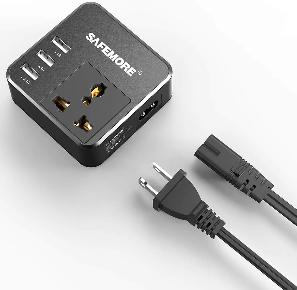 Portable Cube Power Strip 1 AC Outlet and 3 USB Charger(Total 3.1A), SAFEMORE Desktop Charging Station Universal Power Plug with Detachable Extension Cord for Nightstand & Travel - Black