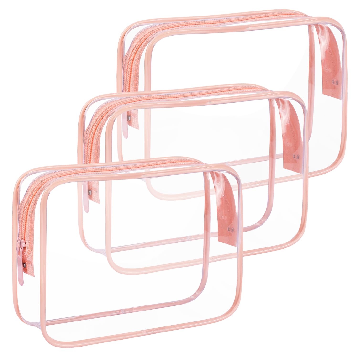 DLEPGM Clear Travel Toiletry Bag with Zippers, 3 Pack Makeup Bag TSA Approved Cosmetic Bag for Toiletries, Clear Pouch for Men Women, Carry-on Quart